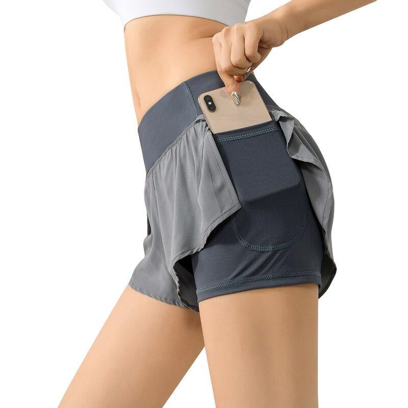 Pantalones cortos para correr con falda y glúteos 2 en 1 para mujer - MXbueno