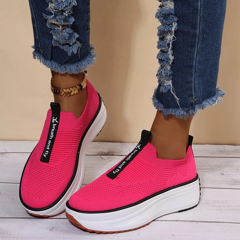 2022 Zapatillas Transpirables Informales De Suela Gruesa Para Mujer De Primavera