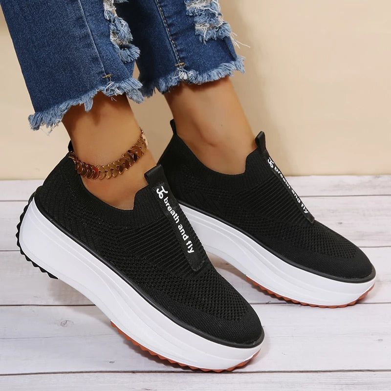 2022 Zapatillas Transpirables Informales De Suela Gruesa Para Mujer De Primavera