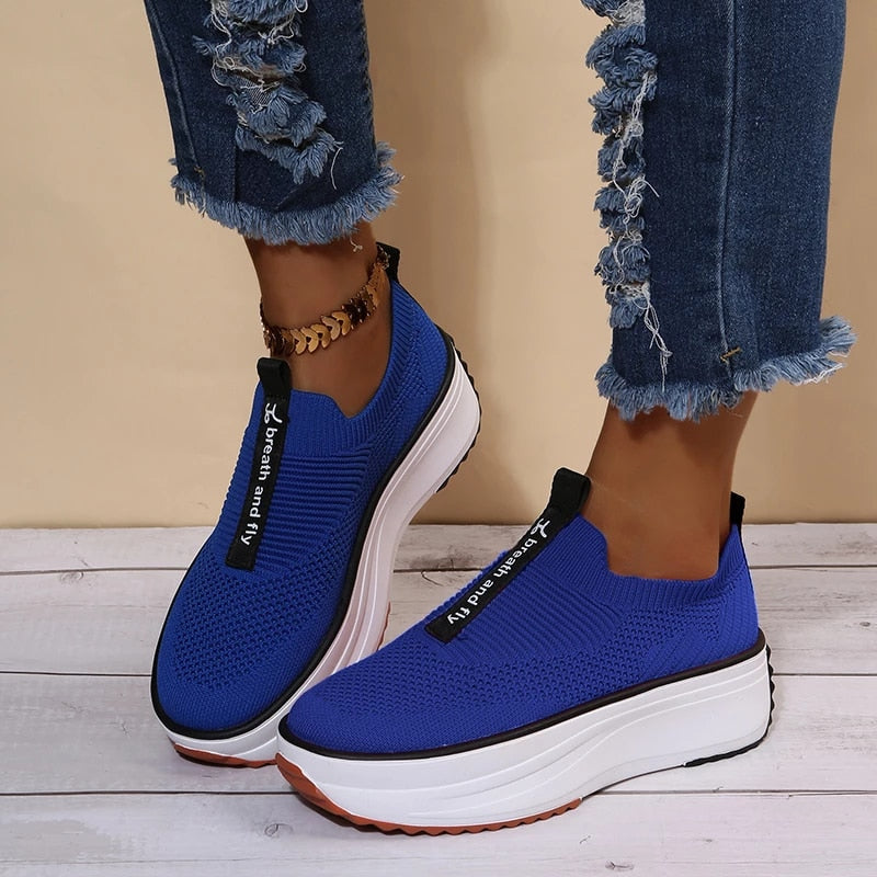 2022 Zapatillas Transpirables Informales De Suela Gruesa Para Mujer De Primavera