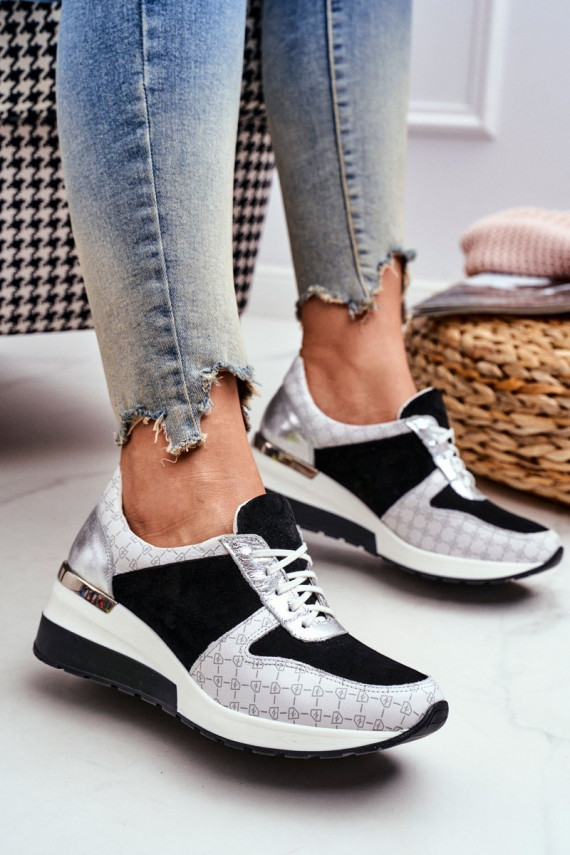 Zapatillas de cuña de cuero transpirable para mujer casual