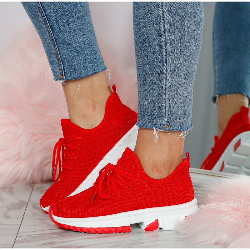 Zapatillas De Malla Con Cordones De Punto Casual