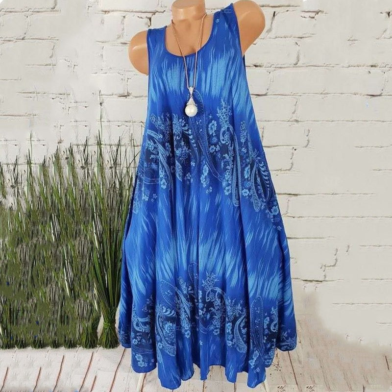 Vestido floral con cuello redondo
