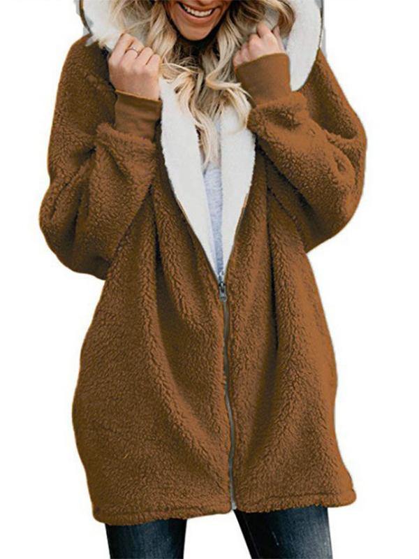 Otoño e invierno cordero lana cremallera chaqueta cálida - MXbueno