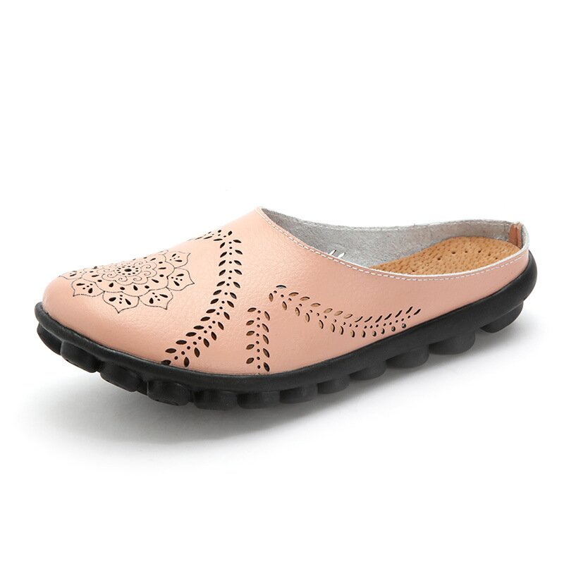 Sandalias De Soporte De Pie De Suela Suave De Cuero De Moda De Otoño