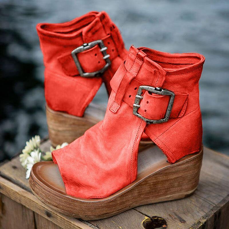 Sandalias de cuña con hebilla cómoda Boho para mujer - MXbueno