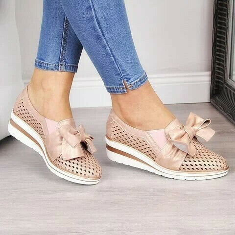 Zapatos Casuales De Cuero Con Cordones Para Mujer