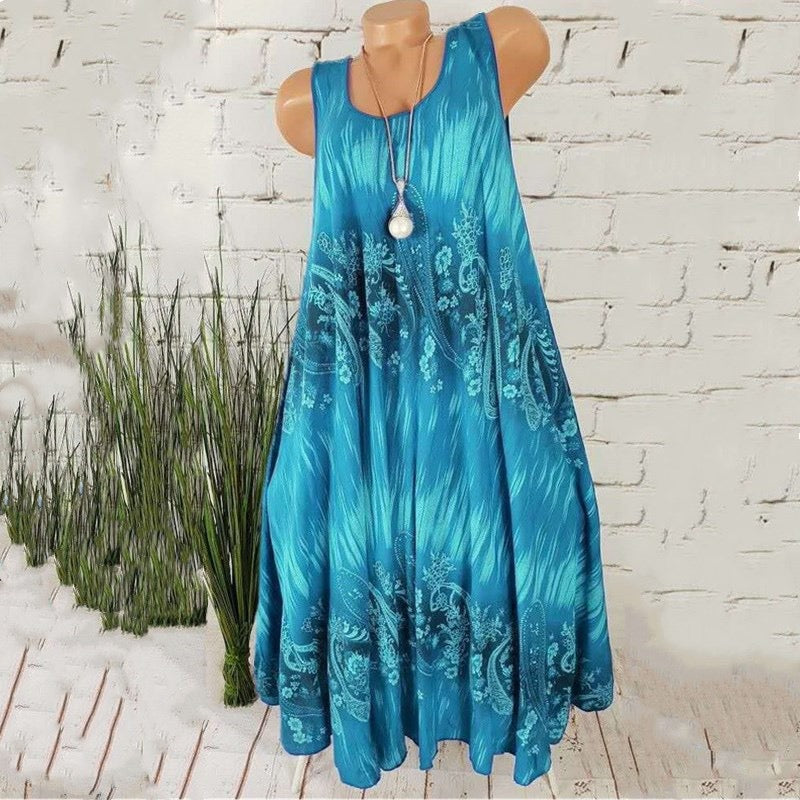 Vestido floral con cuello redondo
