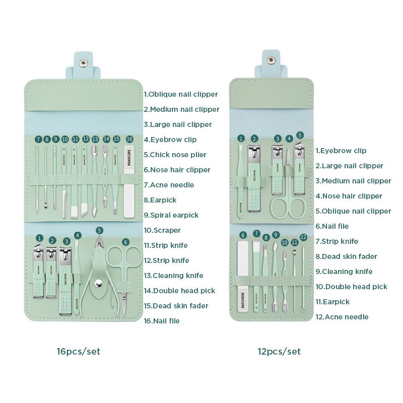 12-16 Piezas / Juego De Cortaúñas Con Bolsa Plegable Kit De Cortaúñas Tijeras Maquillaje Herramientas De Belleza