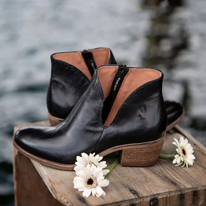 Botines Vintage Con Cremallera Lateral