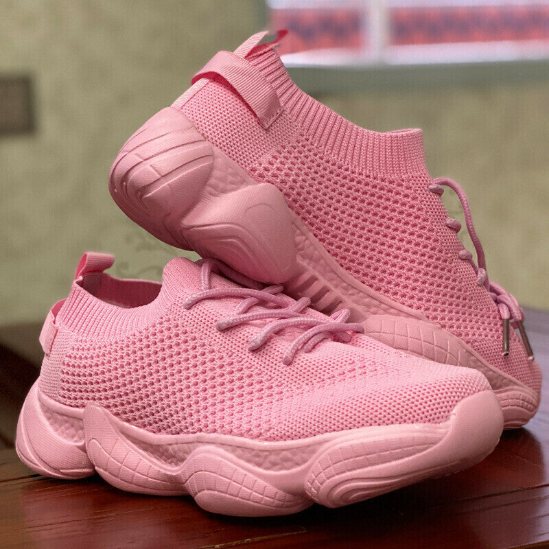 Zapatillas deportivas de malla transpirable con cordones para mujer