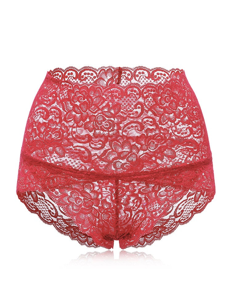 Braguita levantador de glúteos con forma de barriga de algodón de encaje de cintura alta