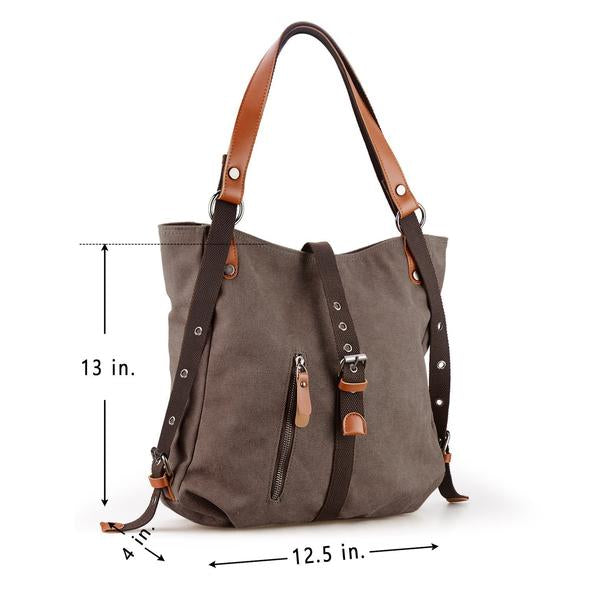 2021 Estilo Bolsos De Las Mujeres 2-en-1 Mochila Lona Mochila-hombro Bolsa