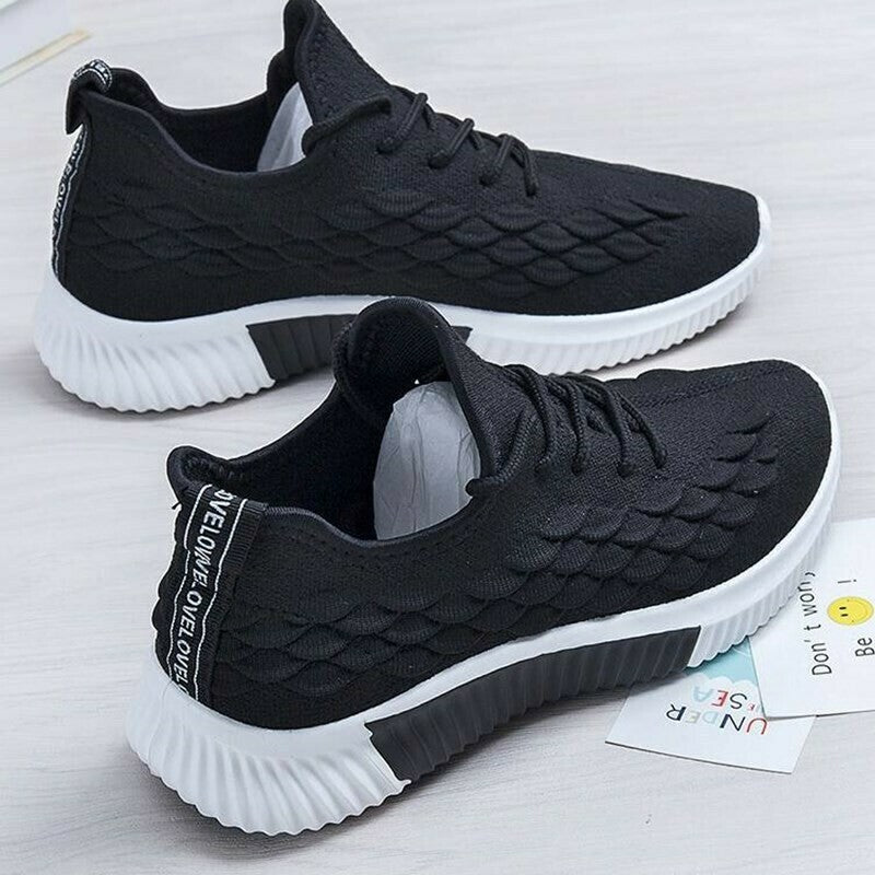 Zapatillas De Running De Malla Transpirable Con Cordones Para Mujer