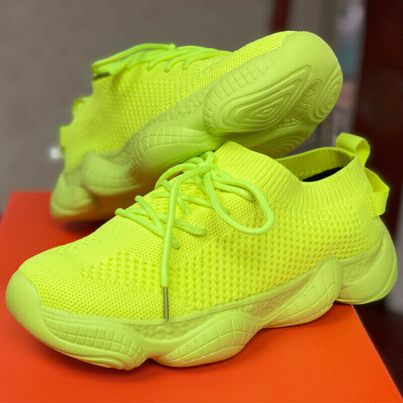 Zapatillas deportivas de malla transpirable con cordones para mujer