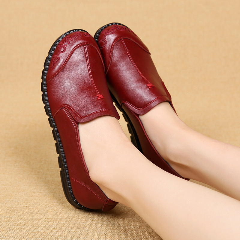 Zapatos Cómodos De Piel Con Suela Blanda Para Mujer