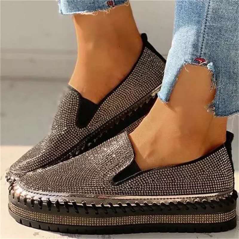 Zapatos informales de diamantes de imitación de moda para mujer