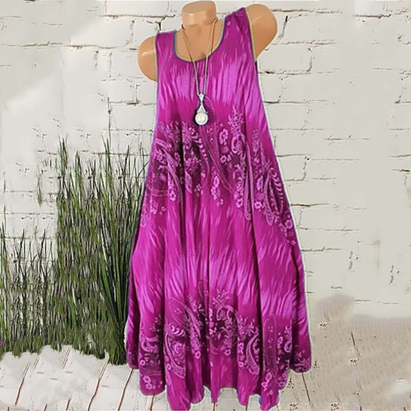 Vestido floral con cuello redondo