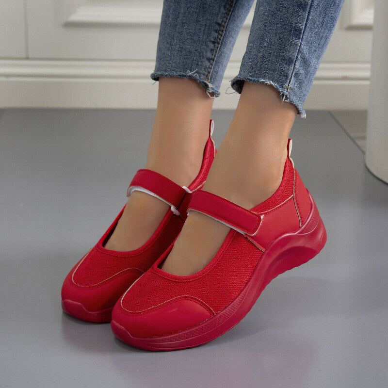 Sandalias Sencillas Con Velcro Y Plataforma Cómodas De Color Liso Para Mujer