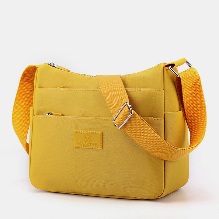 Bolso De Mujer Espacioso Con Varios Bolsillos, Bolso De Hombro Tipo Bandolera Informal De Color Sólido