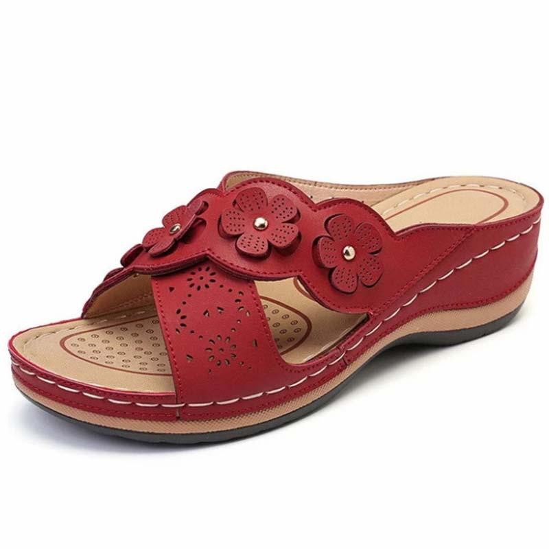 Sandalias de cuña de tobillo florales romanas de nueva moda 2021