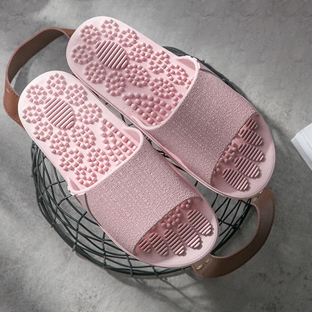 Mujer Cuarto de baño Masaje Acupoint Sole Color sólido Plano zapatillas