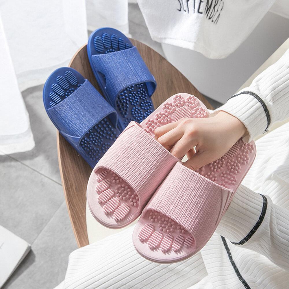 Mujer Cuarto de baño Masaje Acupoint Sole Color sólido Plano zapatillas