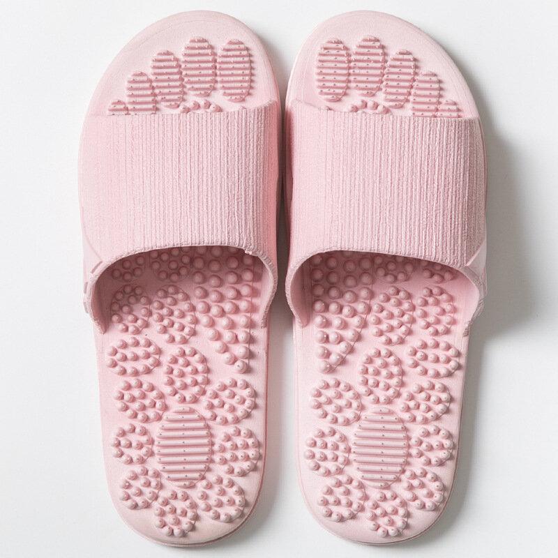 Mujer Cuarto de baño Masaje Acupoint Sole Color sólido Plano zapatillas