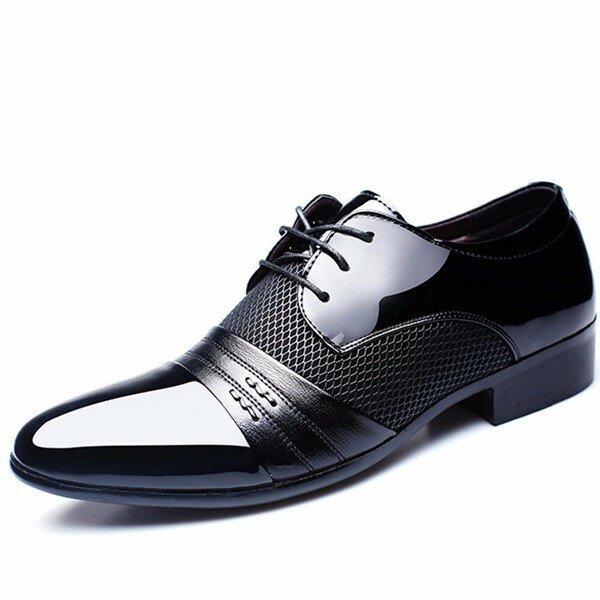 Zapatos blucher formales con detalle de cuadro de puntera puntiaguda con cordones para hombres