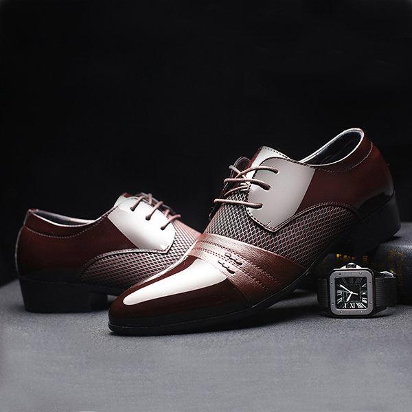 Zapatos blucher formales con detalle de cuadro de puntera puntiaguda con cordones para hombres