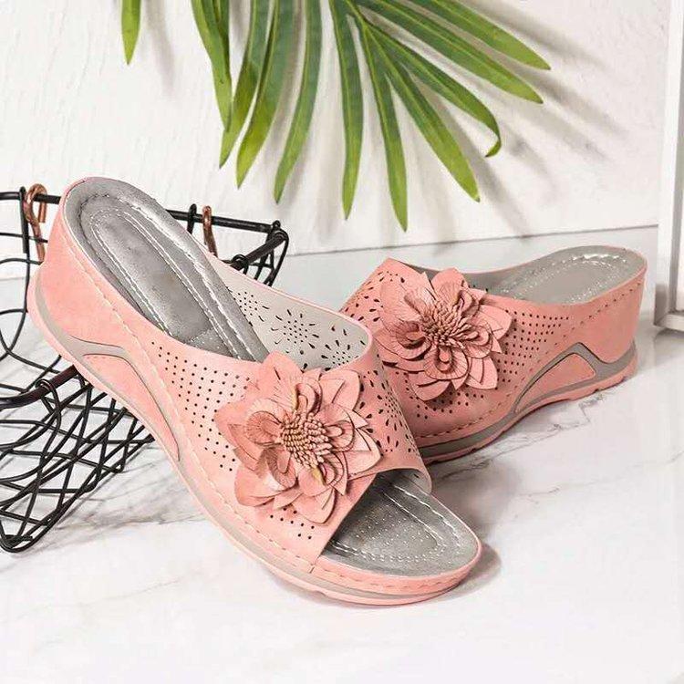 Verano 2021 flores de tacón alto sandalias casuales de moda al aire libre para mujer