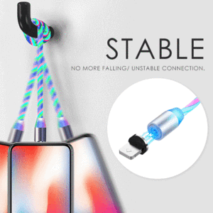 LED brillante magnético 3 en 1 cable de carga USB