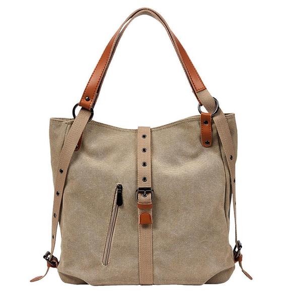 2021 Estilo Bolsos De Las Mujeres 2-en-1 Mochila Lona Mochila-hombro Bolsa