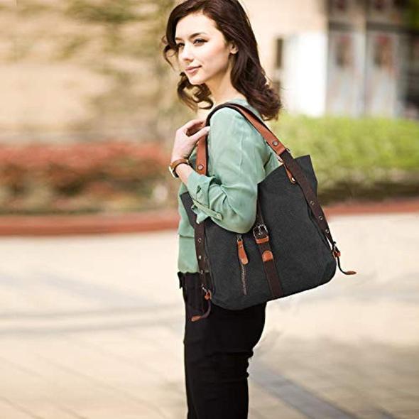 2021 Estilo Bolsos De Las Mujeres 2-en-1 Mochila Lona Mochila-hombro Bolsa