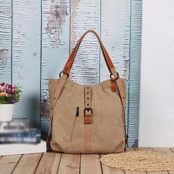 2021 Estilo Bolsos De Las Mujeres 2-en-1 Mochila Lona Mochila-hombro Bolsa