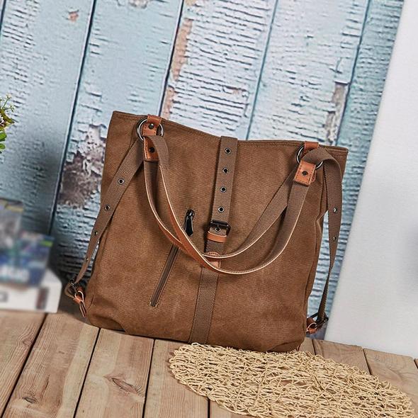 2021 Estilo Bolsos De Las Mujeres 2-en-1 Mochila Lona Mochila-hombro Bolsa