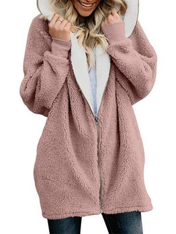 Otoño e invierno cordero lana cremallera chaqueta cálida - MXbueno