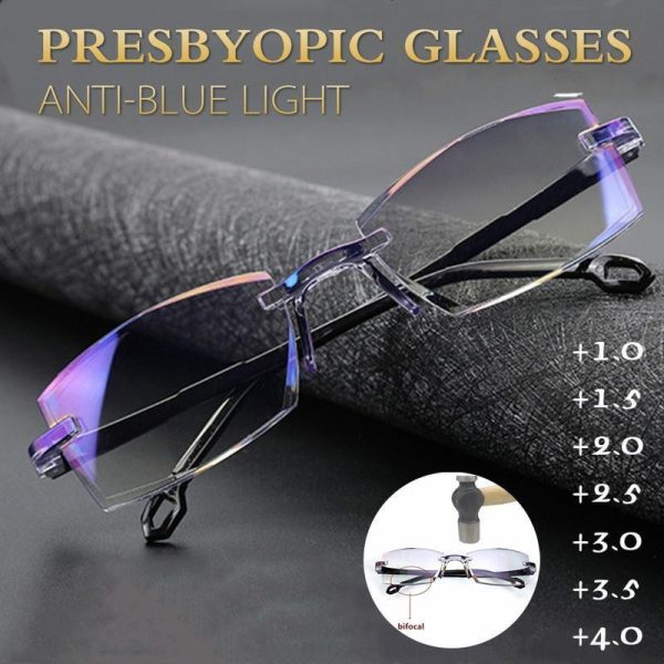Gafas De Lectura De Doble Uso Progresivas De Zafiro De Alta Dureza Y Anti - Luz Azul