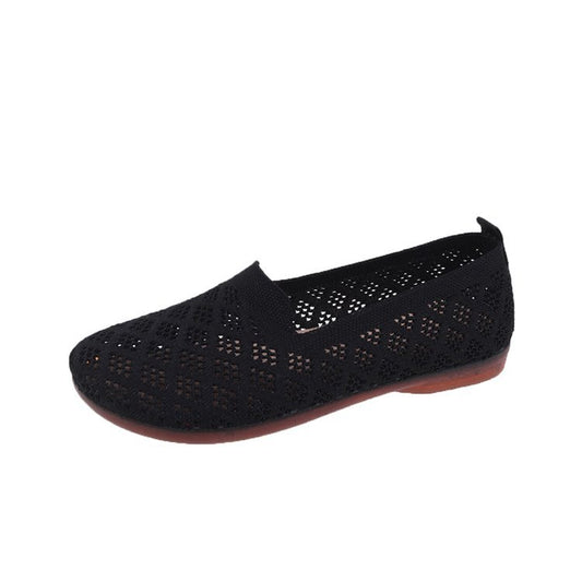 Zapatos De Mujer Huecos Tejidos Con Suela Blanda