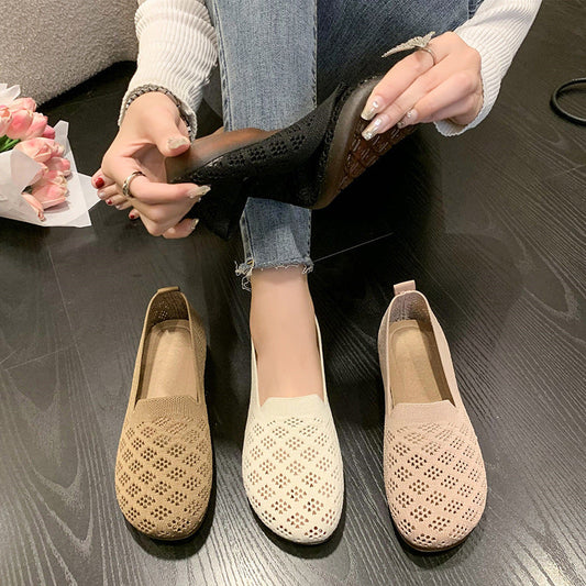 Suela Suave De Zapatos De Punto Transpirables Con Suela Plana Simple Y Cómoda
