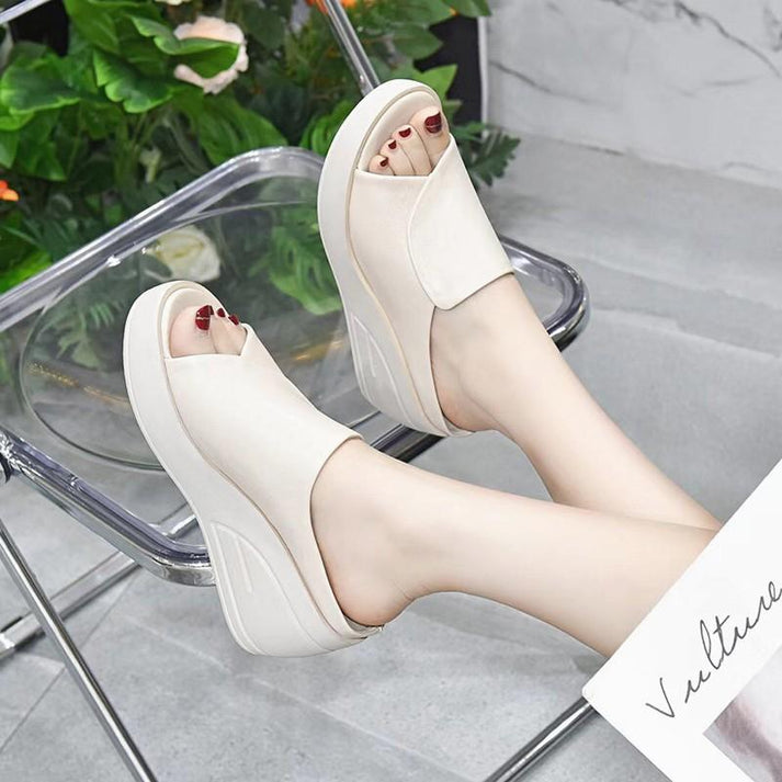 Zapatillas Antideslizantes Con Boca De Pescado De Piel Blanda