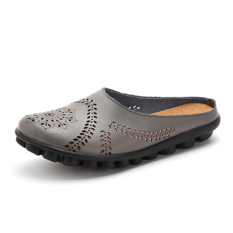 Sandalias De Soporte De Pie De Suela Suave De Cuero De Moda De Otoño