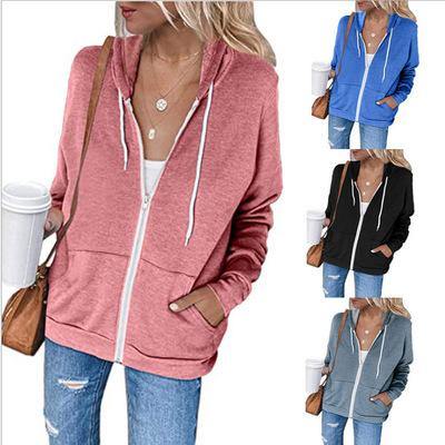 Sudadera con bolsillo de color sólido para mujeres - MXbueno
