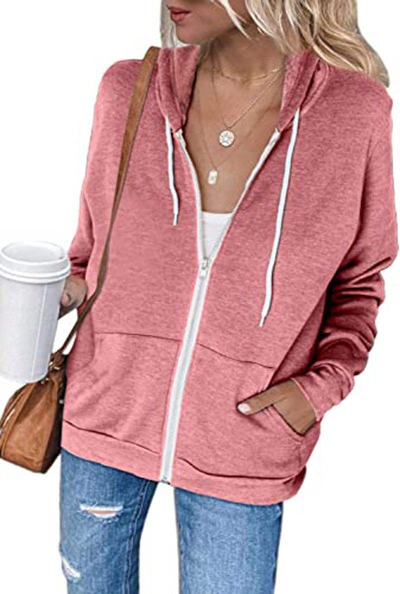 Sudadera con bolsillo de color sólido para mujeres - MXbueno