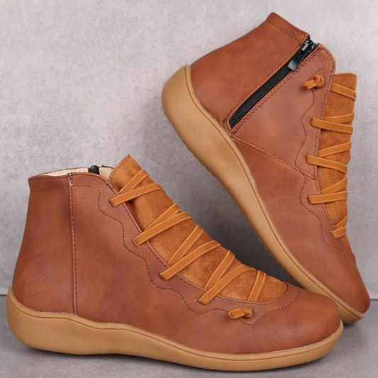 Gran tamaño en el tobillo plano informal con cremallera lateral Botas - MXbueno