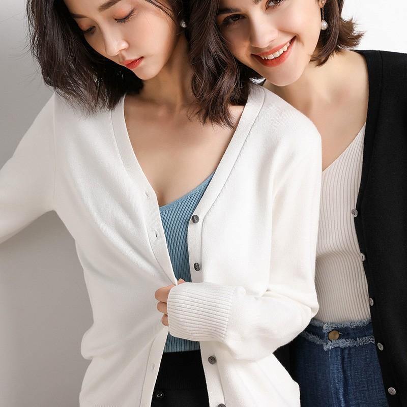 Prendas de punto nuevas 2020 larga manga de mujer de cuello en V - MXbueno