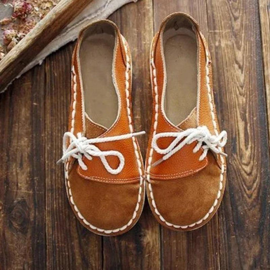 Tamaño grande Mujer Casual Soft Mocasines planos con cordones empalmes - MXbueno