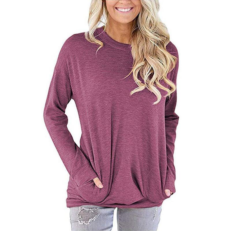 Ropa con bolsillo de cuello suelto manga larga para mujer - MXbueno