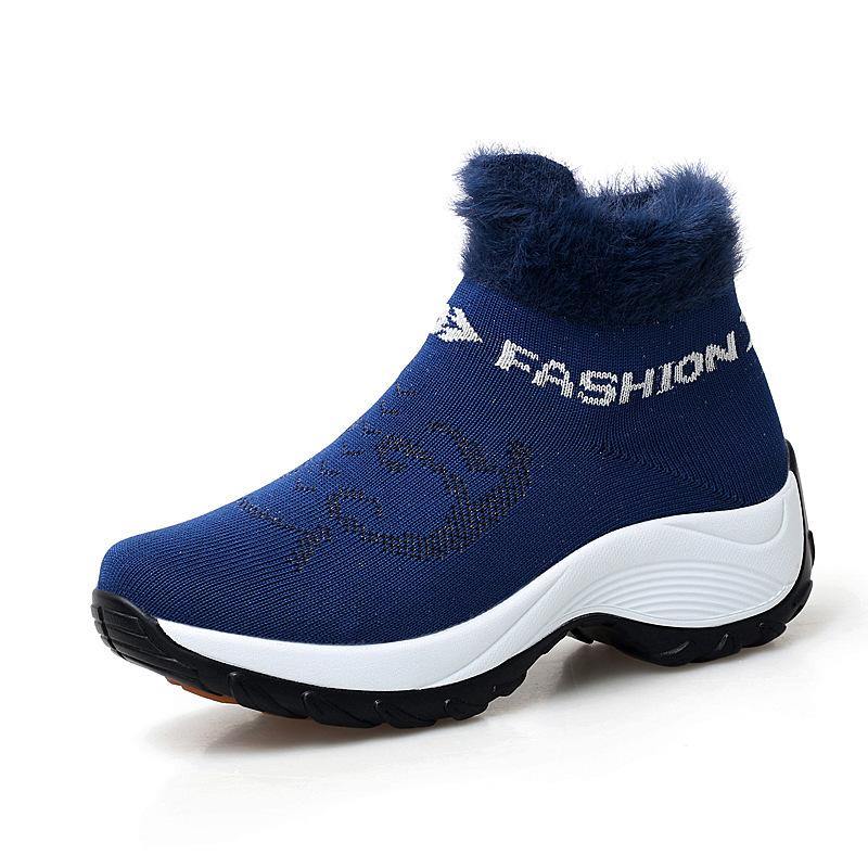 Tamaño grande Mujer Zapatos cómodos de plataforma con forro de piel de malla Casual Botas - MXbueno
