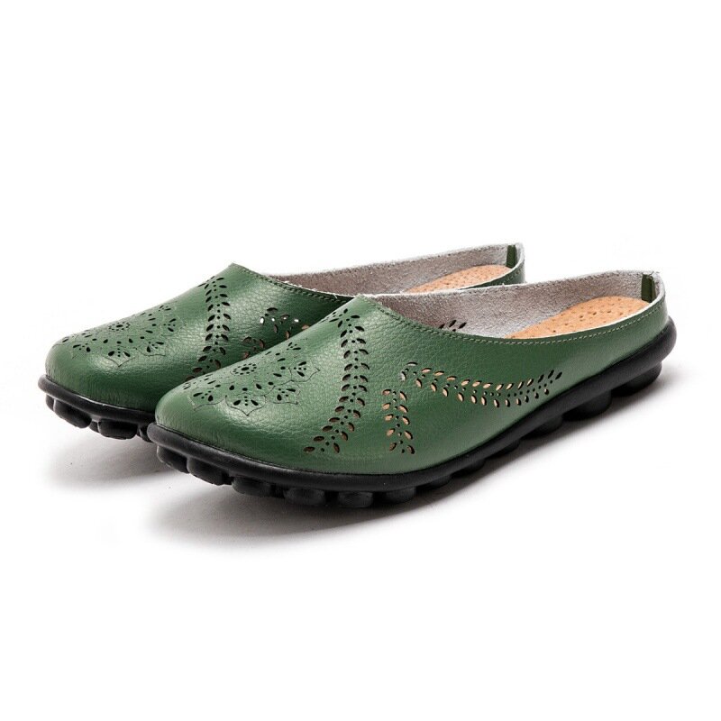 Sandalias De Soporte De Pie De Suela Suave De Cuero De Moda De Otoño